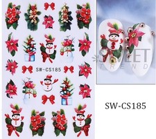 Nail Art Stickers NEW!! SNOWMEN & POINSETTAS SW-CS185