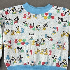 Vintage 90  s Disney Babies AOP Sweatshirt Size 4 5 6 Mickey Minnie Mouse Pluto