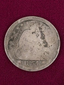 1854 Seated Liberty 25c. Quarter w/ Arrows, B.C. Hoff Counterstamp (NY-SY-11E)