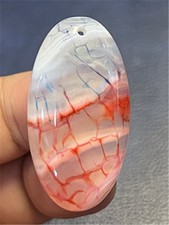 KU90230 42x22x7mm Colorful Fire Dragon Veins Agate Oval Pendant Bead