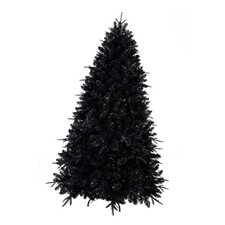 7ft Black Christmas Tree with 450 White LED Lights, 1916 Tips PVC Artificial
