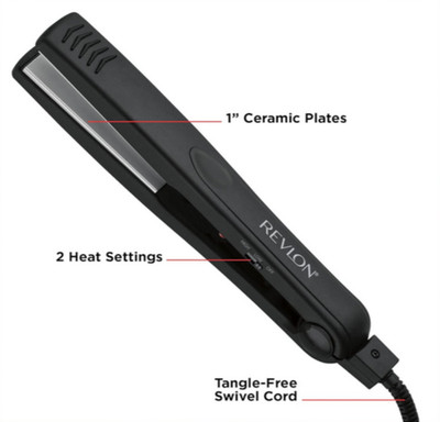 Hair straightener flat iron 1'' ceramic coating fast heat 400° smooth curls waves