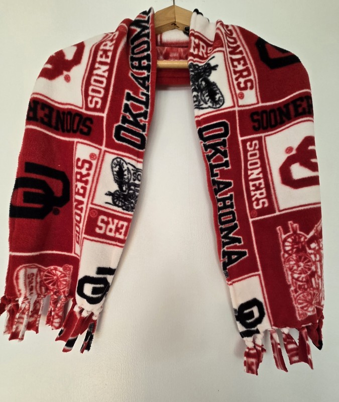 Oklahoma Sooners Fleece Neck Scarf/ Warmer NEW Handmade 