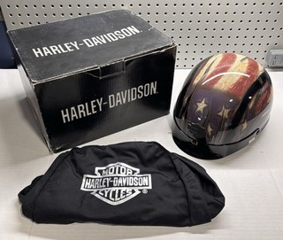Harley Davidson Motorcycle Helmet HD J02 Gray American Flag Style Sz Extra Small
