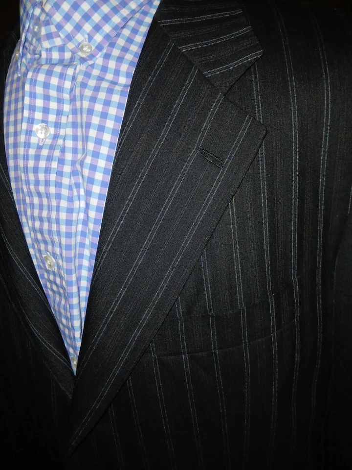 Kiton Sport Coat Blazer Jacket US 48L=UK58 Black W/Stripes Mens - Image 2 of 4
