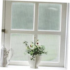  Reeded Glass Privacy Film, Frosted Window Vinyl, 3D 17.7"x78.7" (45x200cm)