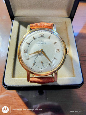 Vilor Watch Oversize 36mm Vintage Wristwatch, Switzerland, C. 1950 + BOX