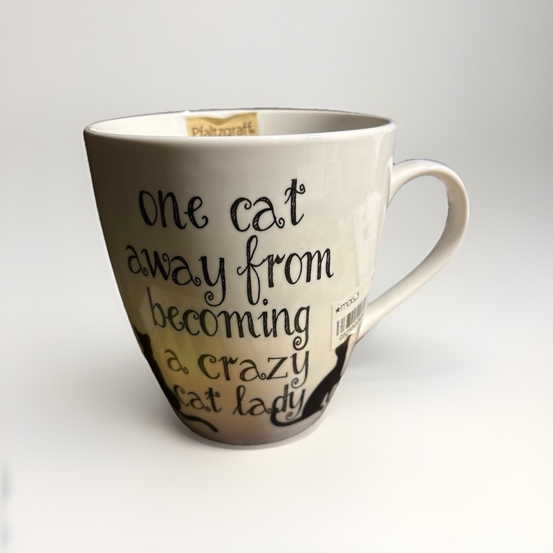 Pfaltzgraff One Cat Away From Becoming A Crazy Cat Lady Mug NEW