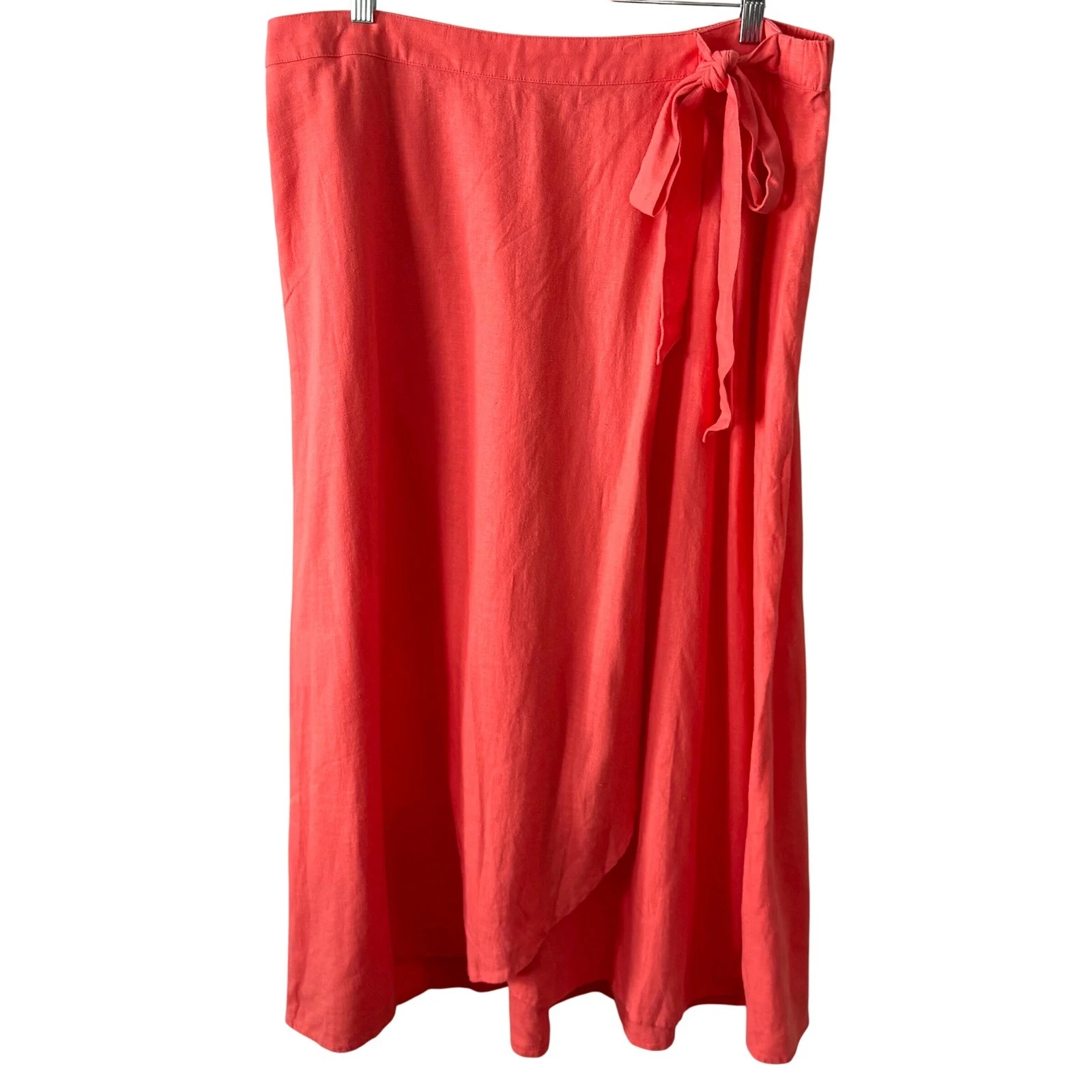NWT J. Crew Factory Coral Linen Blend Faux Wrap Skirt in Size XL