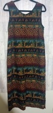 Just In Thyme Ltd Dress Tribal Zebra Print Boho Sleeveless 100% Rayon 14 Petite