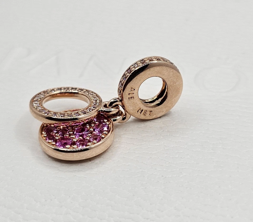 🎁 2 Authentic Pandora ROSE SPARKLING DANGLE CHARMS - Image 3 of 4