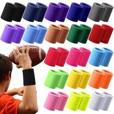 38 Pieces Colorful Sports Wristbands Football Wrist Sweatbands for Kids Women...
