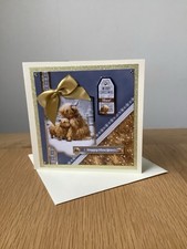 CUTE HANDMADE XMAS CARD-HIGHLAND COWS-MERRY XMAS TO MOO-SATIN BOW-6X6