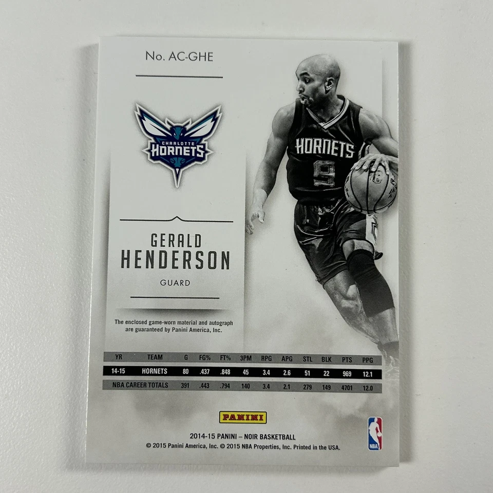Parche Gerald Henderson 2014-15 Panini Noir Gold Auto Juego Usado Reliquia Prime/35 Foto 2 de 2