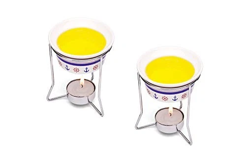 Nantucket Seafood Nautical Seafood Butter Warmer Cups, Set of 2, White - Image 4 of 4