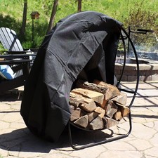 Outdoor Firewood Rack with Cover, Heavy-Duty Steel, 40&rdquo; Diameter by Sunnydaze