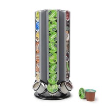 FlagShip K Cup Carousel Rack K Pods Storage for Keurig 48 Pods, Silver+Black