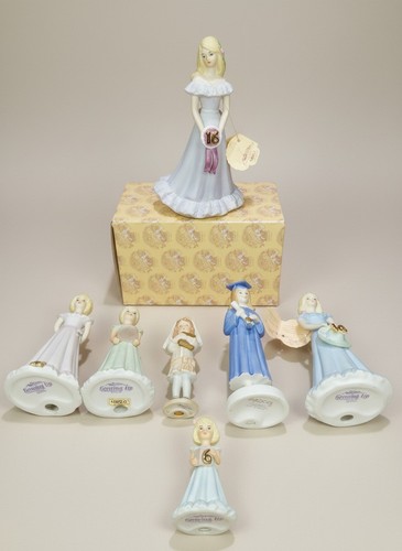 VTG Bundle 7 Enesco Growing Up Girls Birthday Figurines 6-16 Communion Graduate