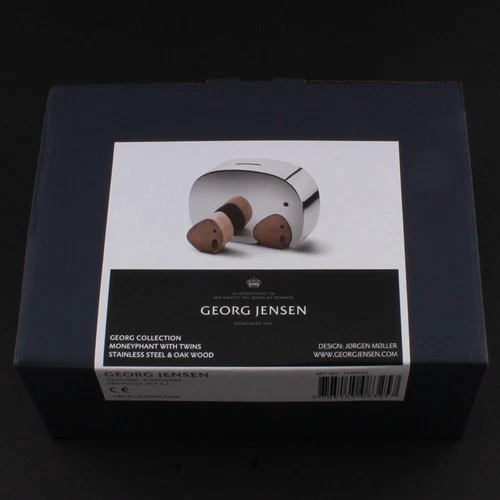 GEORG JENSEN MONEY BOX, MONEY BANK, Moneyphant, Large, Oak, Twins