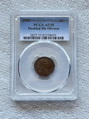 1955 Double Die Obverse FS-101 Lincoln Wheat Cent Penny rated by PCGS AU-55
