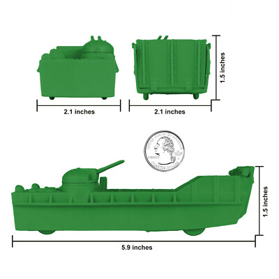 BMC Marx Recast Landing Craft 4pc Green Plastic Army Men Higgins