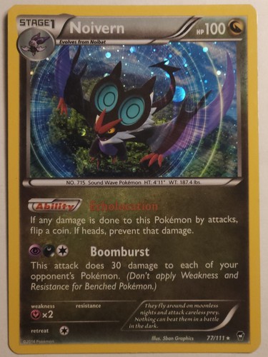 Pokemon Noivern 77/111 Cosmo Holo Rare XY Furious Fists Near Mint