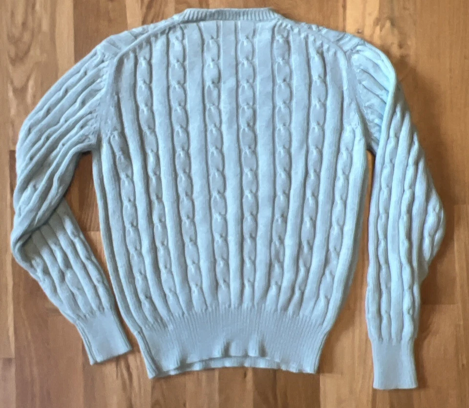 Suéter Chaps Ralph Lauren De Colección Etiqueta Cresta de Caballo Algodón Tejido con Cable Cuello Redondo Años 80 Foto 3 de 3