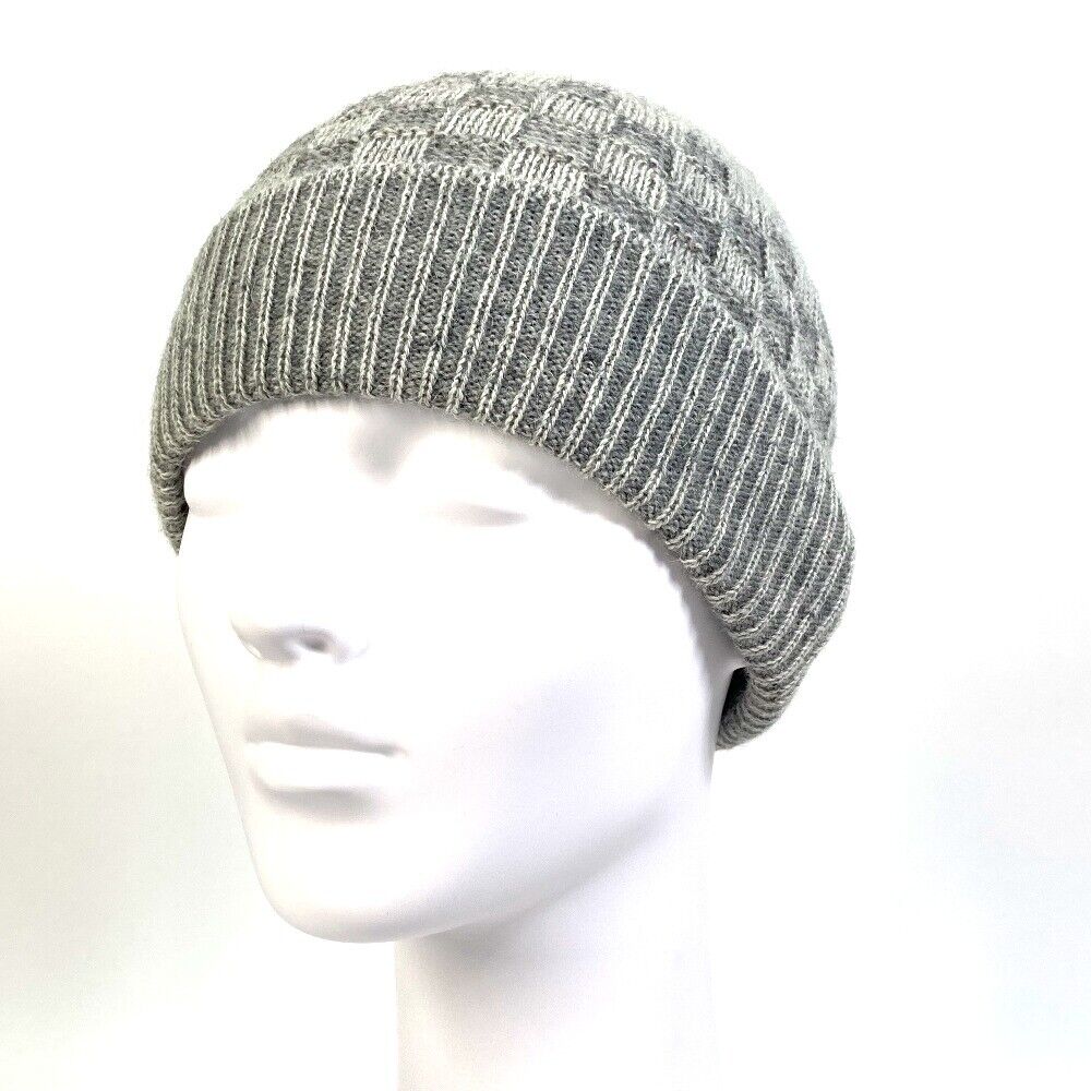 LOUIS VUITTON Beanie Knit Hat Gray With BOX Mohair 32% Nylon 19% Wool 15%