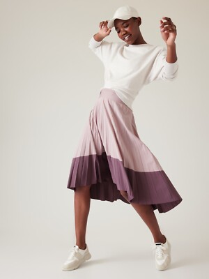 ATHLETA Swing Forward Pleated Skirt M Medium | Smoked Mauve