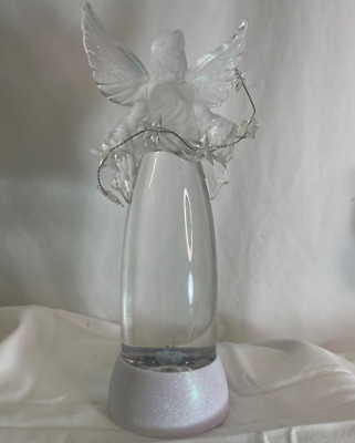 12'' Frosted Glass Christmas Angel Lamp with rotating color of Blue, red & green
