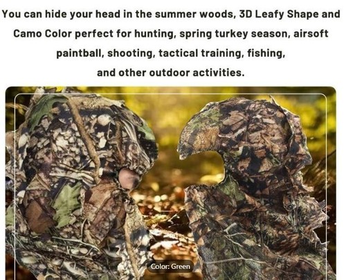 LEAFY CAMOUFLAGE BALACLAVA / HOOD FOR PIGEON SHOOTING / WILDFOWLING FREEPOST - Picture 6 of 7