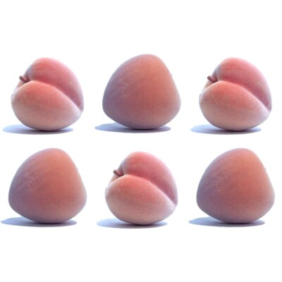 6-Pack Artificial Peach Large Oval Fruit Peaches Pink Fake Textured Duranzo LOT