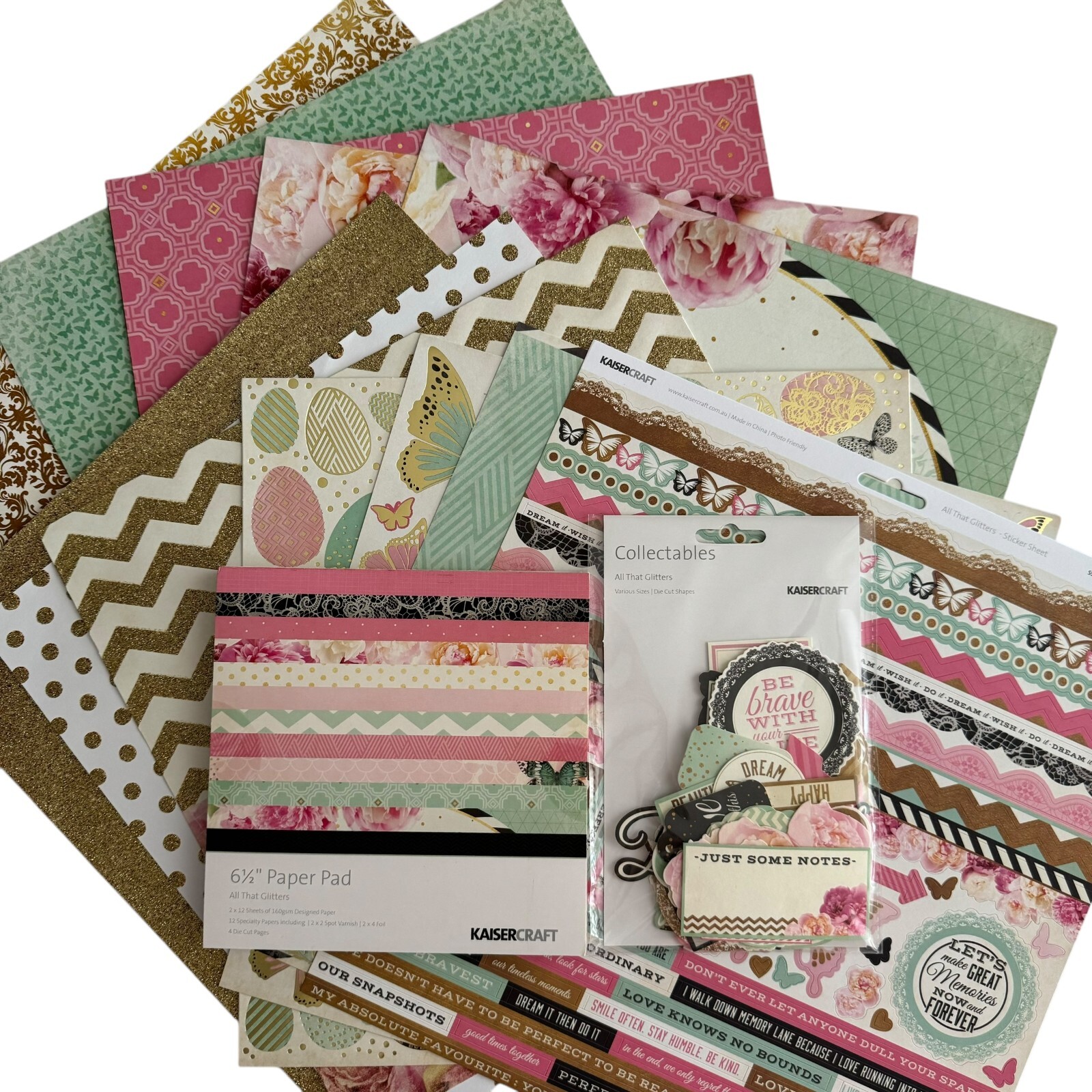 Scrapbook Kit Kaisercraft All That Glitters Collection Floral MCM Victorian NEW