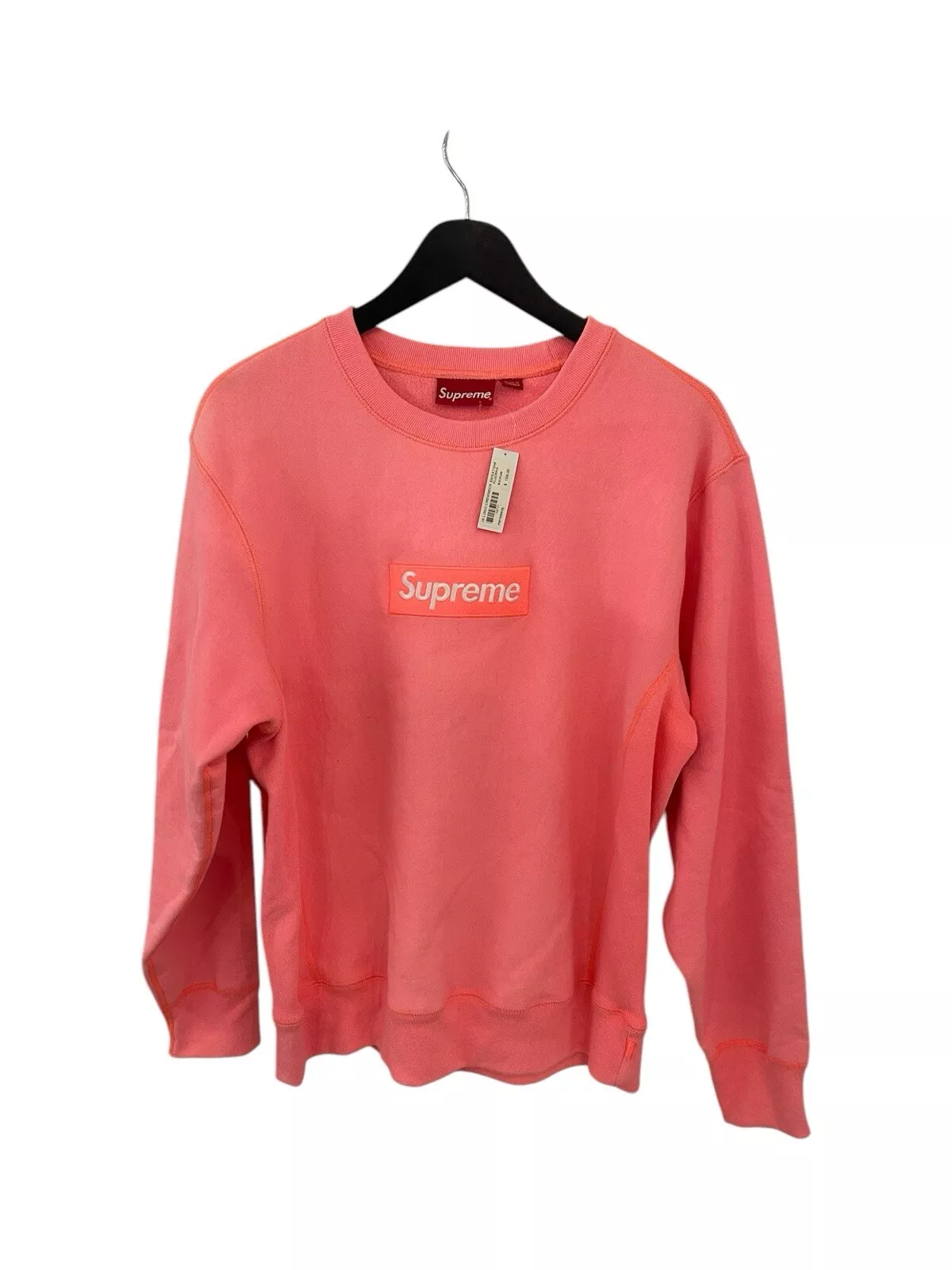Sweat col rond logo Supreme Box rose fluorescent FW18 taille Medium