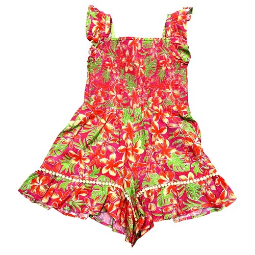 Tommy Bahama Girls Floral Romper Dress & Straw Purse Set - Tropical Print 8 NWT - Picture 4 of 11