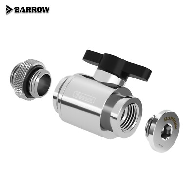 Barrow G1/4'' Mini Water Valve Drain Valve+ Male to Male Fitting Stop Plug Silver