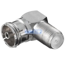 RIGHT ANGLE FEMALE COAX to F TYPE FEMALE SOCKET TV Aerial Sky Connector Adapter