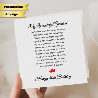 Personalisierte Happy Birthday Karte 80. Geburtstag Karte für Opa Ehemann Sohn Ihn
