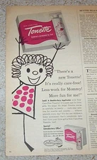 1957 print ad -Toni Tonette little girl home perm curls hair cute art Vintage AD