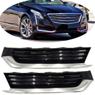 Pair Front Bumper Side Grille Fog Light Bezel Cover For Cadillac