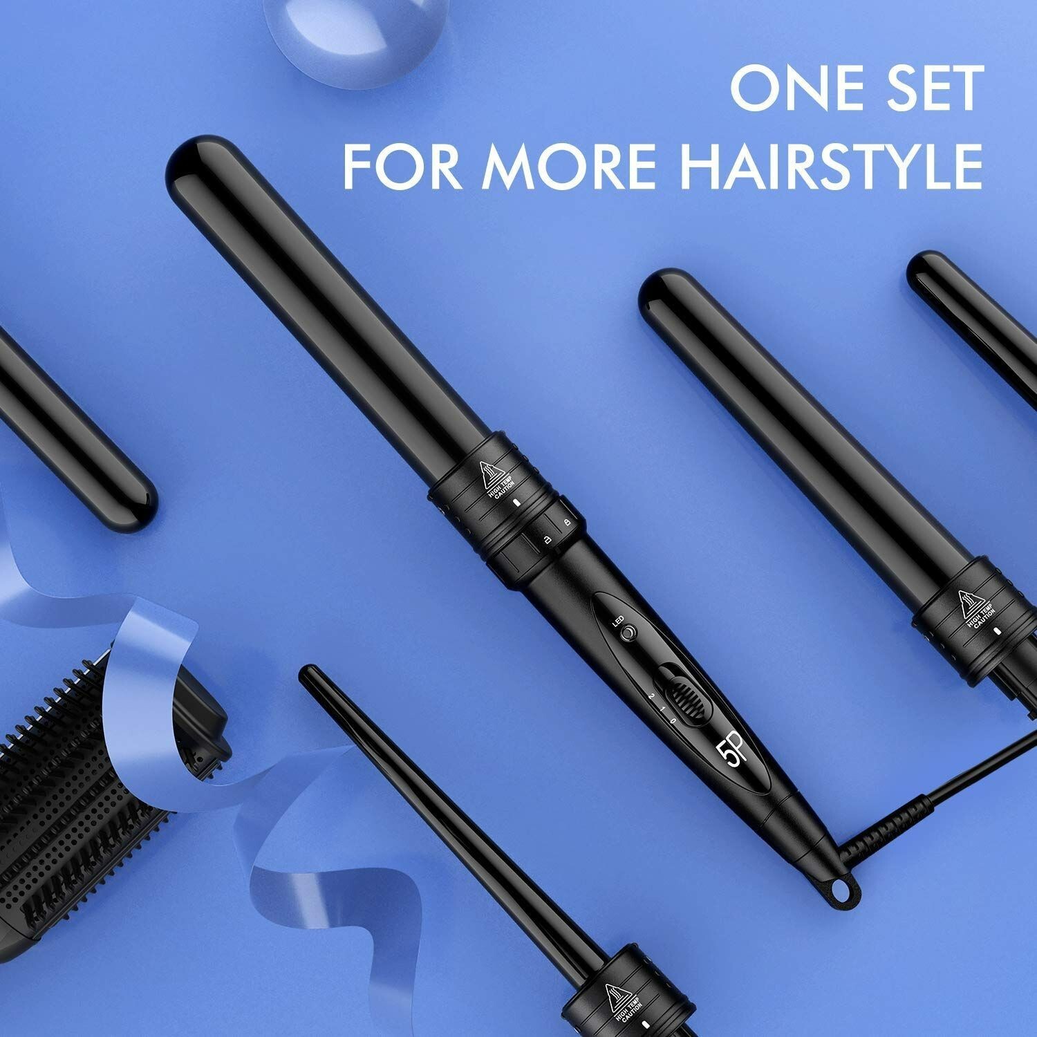 Professional Ceramic Curling Wand 5 in 1 Hair Curlers Wand 360° Swivel Cord Tong eBay