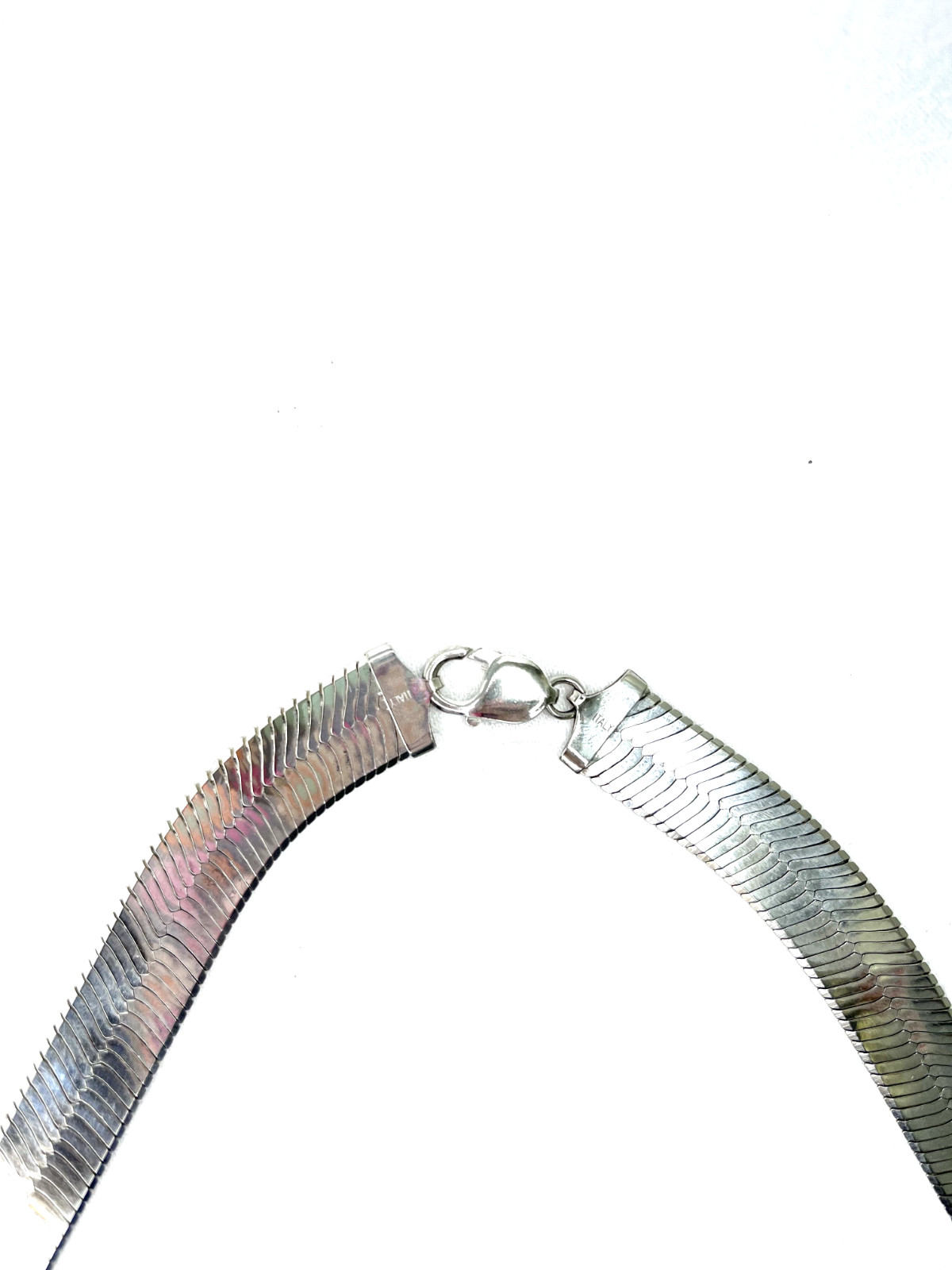 Solid Sterling Silver Herringbone Chain 14mm Wide… - image 2