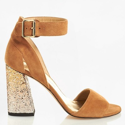Suede Glitter Block Heels | eBay