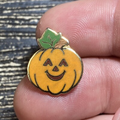 Vintage Happy Pumpkin Jack O Lantern Lapel Pin Hat Vest EUC K446