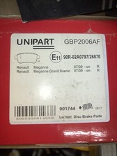 UNIPART GBP2006AF RENAULT MEGANNE/MAGANNE GRAND SCENIC BRAND PADS 2007-9 ONWARDS
