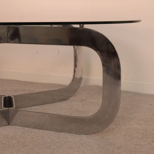 vintage round coffee table steel and glass, made in italy, 1970s - Picture 8 of 11
