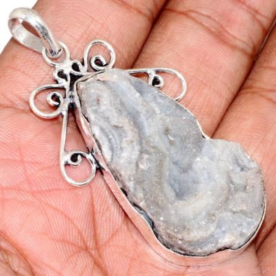 Pendentif Fait Main En Argent Sterling 925 Avec Jaspe Druzy Désert De Sable, Longueur 2 Pouces, Neuf