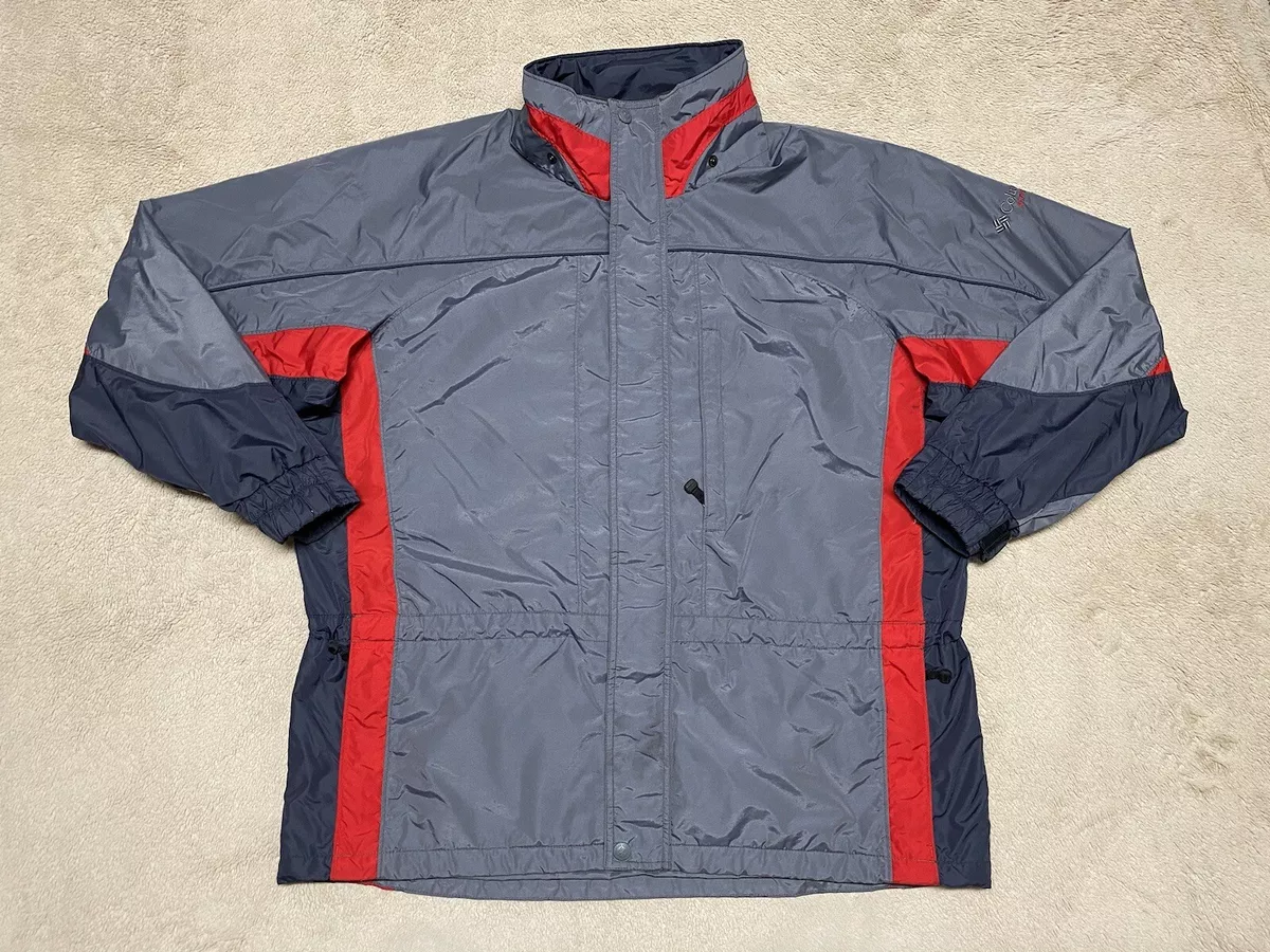 Vintage Columbia Jacket Mens XL Red Gray Long Sleeve Full Zip Coat