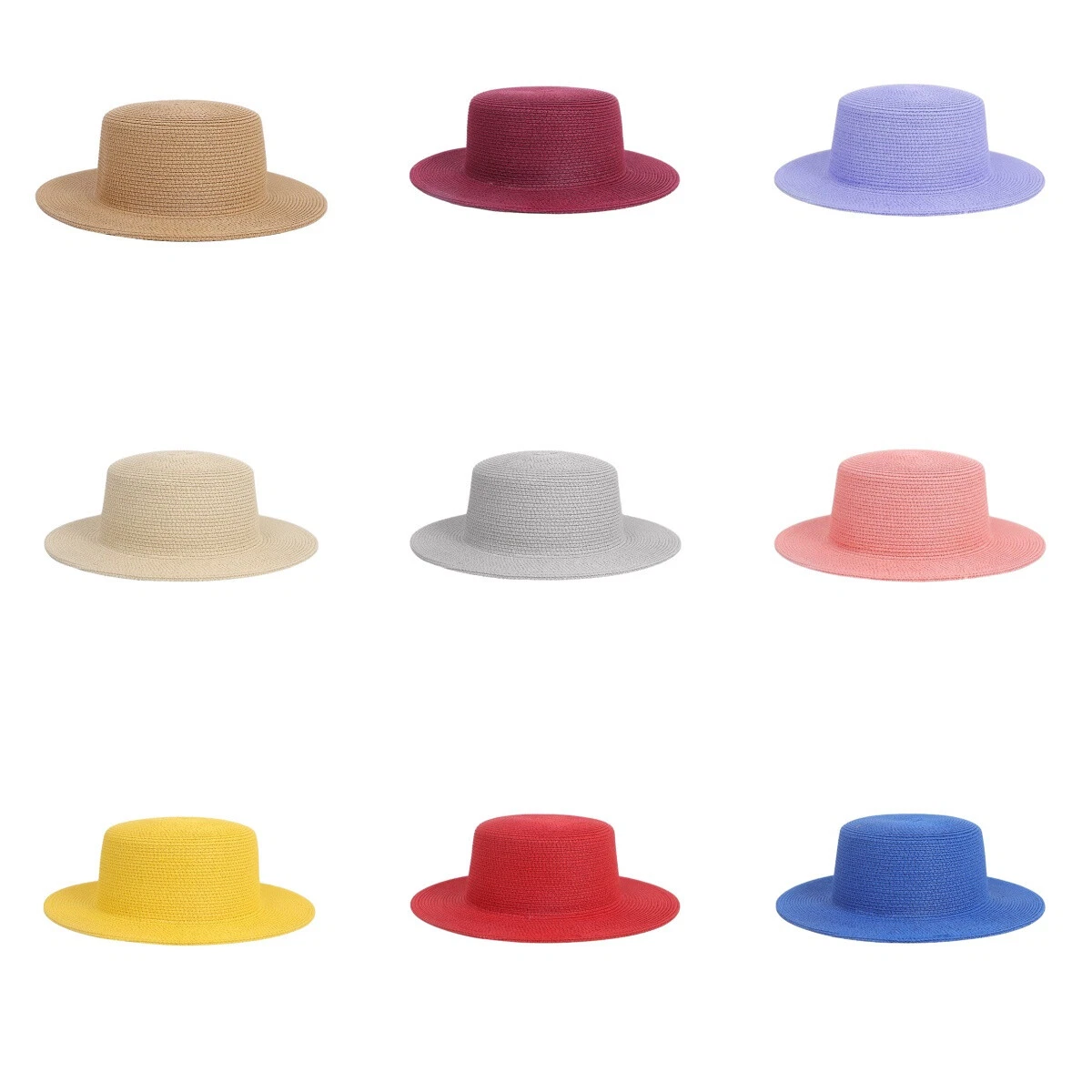 Summer Sun Straw Hats for Women Men Casual Grass Flat Top Beach Panama Cap