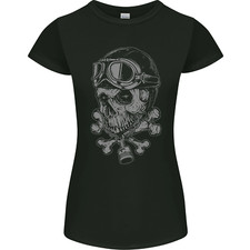 Biker Skull Rider Motorbike Motorcycle Womens Petite Cut T-Shirt